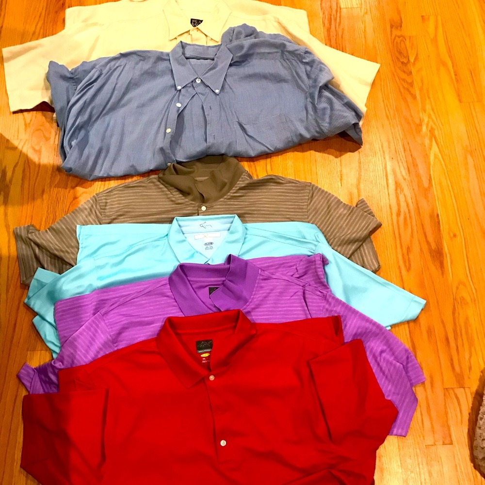 Lot of gently used short sleeve shirts. 4 Golf and 2 button down.